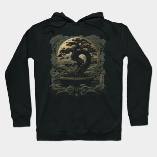 Bonsai Tree and Moon - Japanese Traditional Artwork Drawing Hoodie